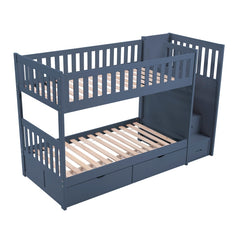 Nora Blue Twin Step Bunk Bed - Ornate Home