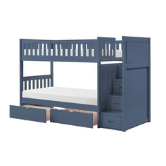 Nora Blue Twin Step Bunk Bed - Ornate Home