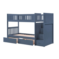 Nora Blue Twin Step Bunk Bed - Ornate Home