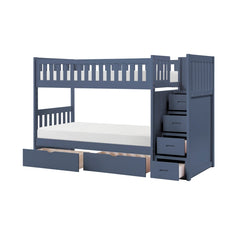 Nora Blue Twin Step Bunk Bed - Ornate Home