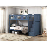 Nora Blue Twin Step Bunk Bed - Ornate Home