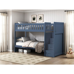 Nora Blue Twin Step Bunk Bed - Ornate Home