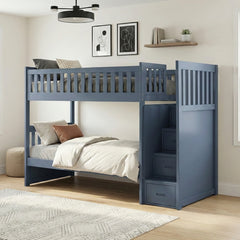 Nora Blue Twin Step Bunk Bed - Ornate Home