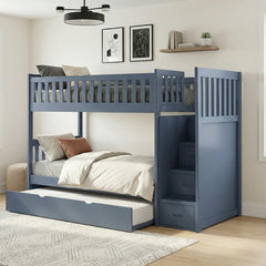 Nora Blue Twin Step Bunk Bed - Ornate Home