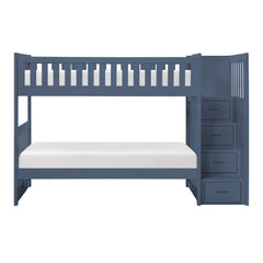 Nora Blue Twin Step Bunk Bed - Ornate Home