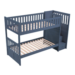 Nora Blue Twin Step Bunk Bed - Ornate Home