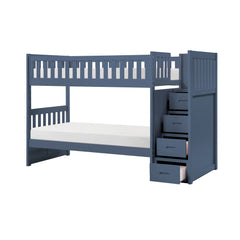 Nora Blue Twin Step Bunk Bed - Ornate Home