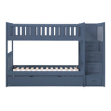 Nora Blue Twin Step Bunk Bed - Ornate Home