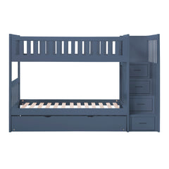 Nora Blue Twin Step Bunk Bed - Ornate Home