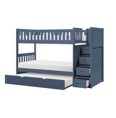Nora Blue Twin Step Bunk Bed - Ornate Home