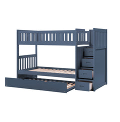 Nora Blue Twin Step Bunk Bed - Ornate Home