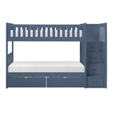 Nora Blue Twin Step Bunk Bed - Ornate Home