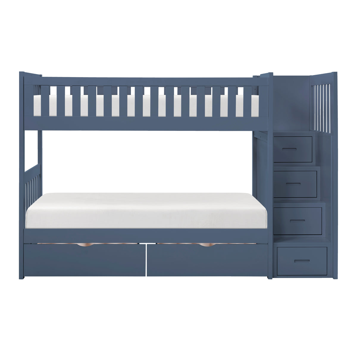 Nora Blue Twin Step Bunk Bed - Ornate Home