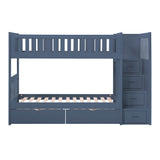 Nora Blue Twin Step Bunk Bed - Ornate Home