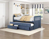 Nora Blue Twin Trundle Bed - Ornate Home