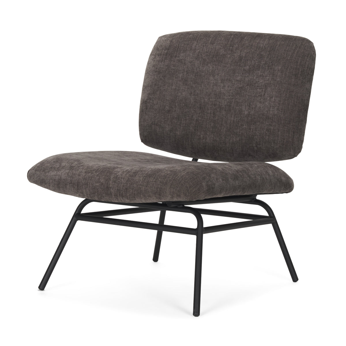 Nora Charcoal/Matte Black Fabric Accent Chair - Ornate Home