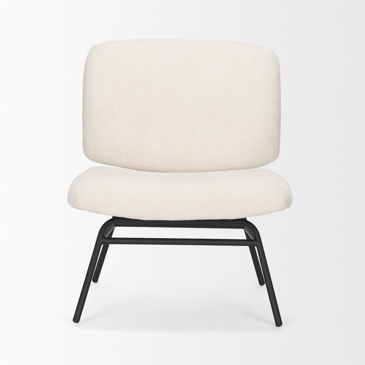 Nora Cream/Matte Black Fabric Accent Chair