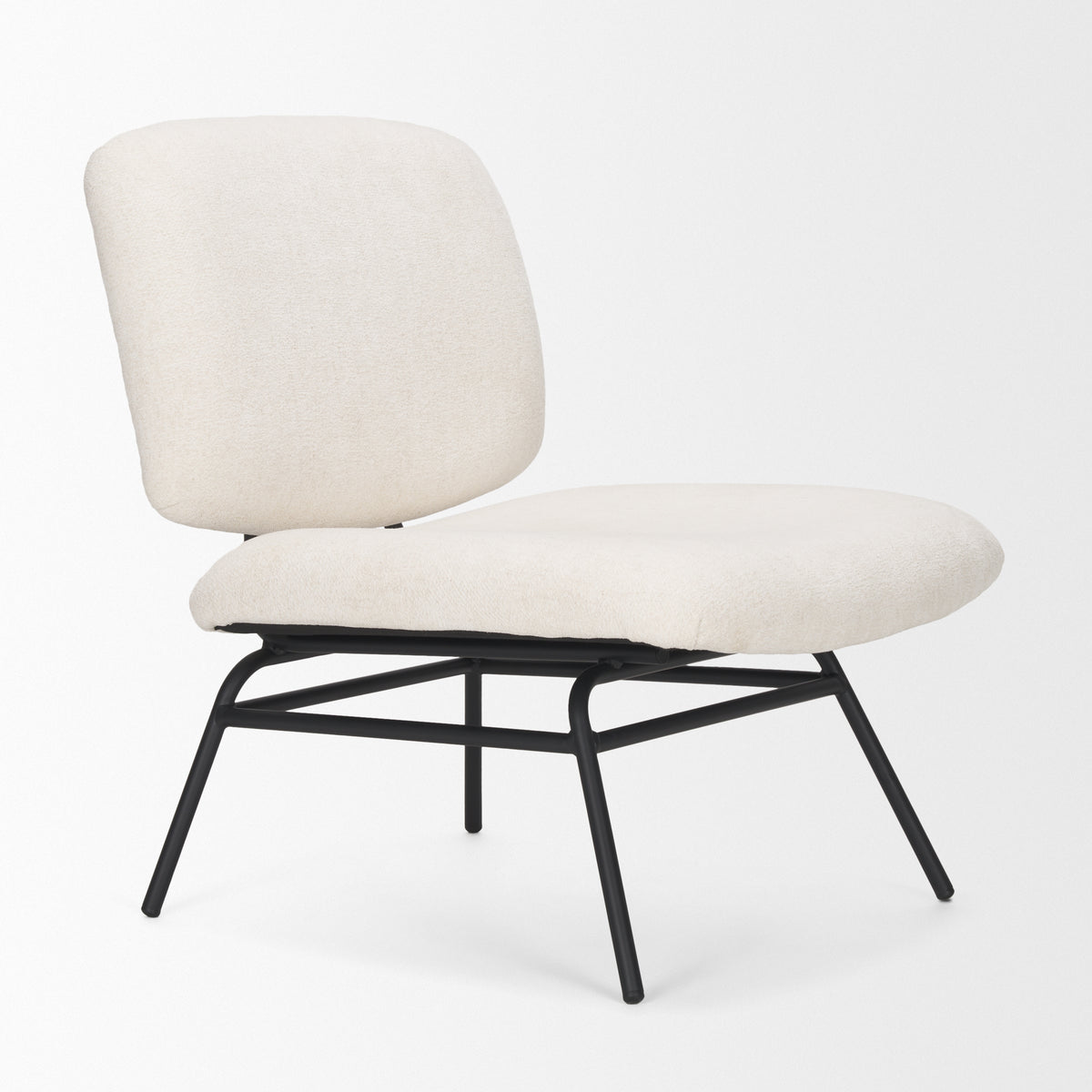 Nora Cream/Matte Black Fabric Accent Chair