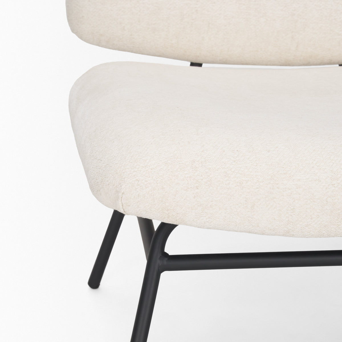 Nora Cream/Matte Black Fabric Accent Chair