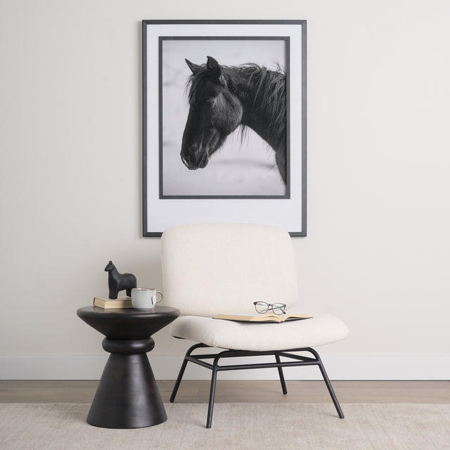 Nora Cream/Matte Black Fabric Accent Chair