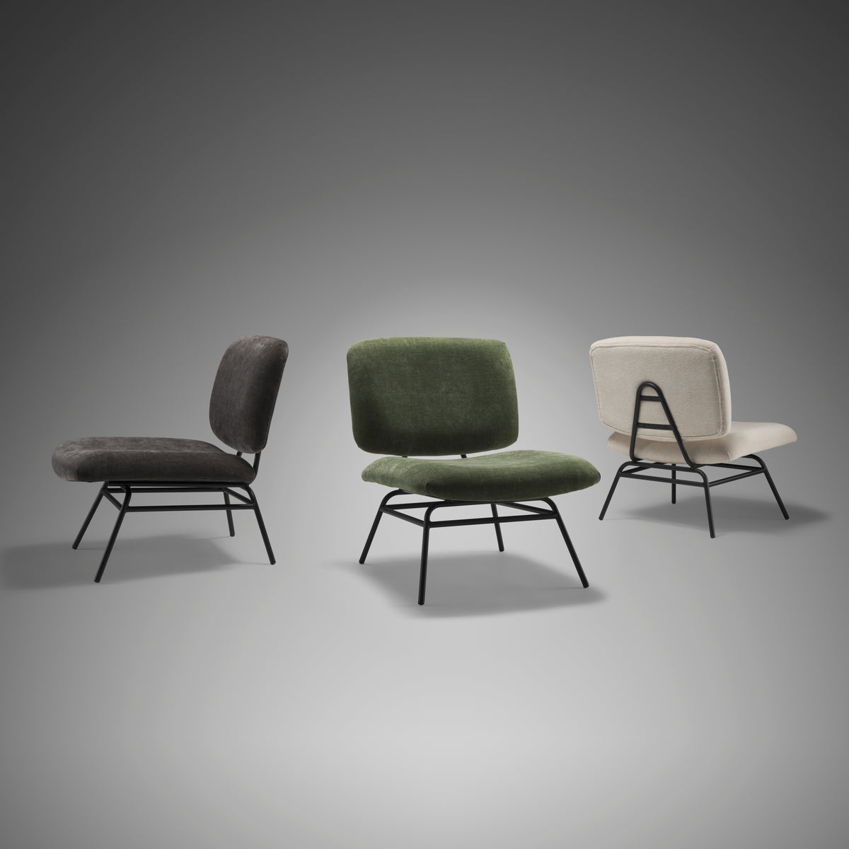 Nora Cream/Matte Black Fabric Accent Chair