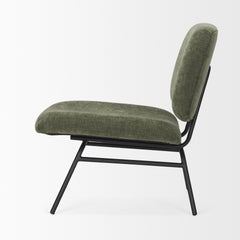 Nora Forest Green/Matte Black Fabric Accent Chair