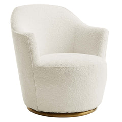 Nora White Boucle Upholstered Swivel Chair - Ornate Home