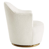 Nora White Boucle Upholstered Swivel Chair - Ornate Home