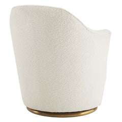 Nora White Boucle Upholstered Swivel Chair - Ornate Home