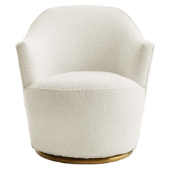 Nora White Boucle Upholstered Swivel Chair - Ornate Home