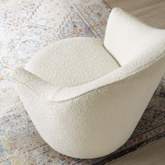 Nora White Boucle Upholstered Swivel Chair - Ornate Home