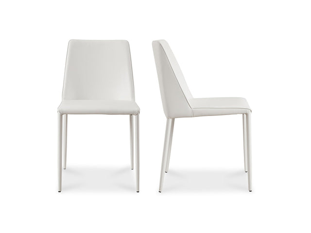 Nora White Vegan Leather Dining Chair (Set of 2) - Ornate Home