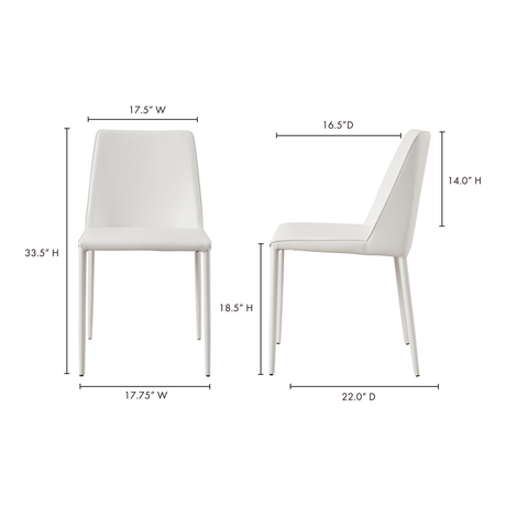 Nora White Vegan Leather Dining Chair (Set of 2) - Ornate Home