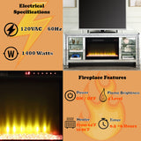 Noralie 59" TV Stand w/ LED Glass Shelves & Fireplace Insert - Ornate Home