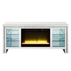 Noralie 59" TV Stand w/ LED Glass Shelves & Fireplace Insert - Ornate Home