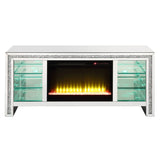 Noralie 59" TV Stand w/ LED Glass Shelves & Fireplace Insert - Ornate Home