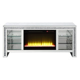 Noralie 59" TV Stand w/ LED Glass Shelves & Fireplace Insert - Ornate Home