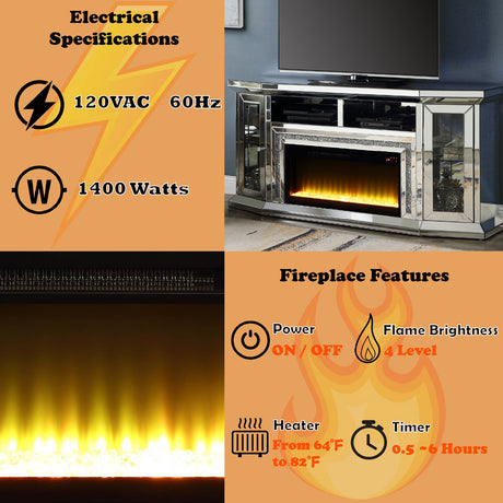 Noralie 67" TV Stand w/ Electric Fireplace - Ornate Home
