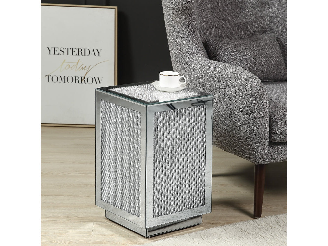 Noralie  Accent Table with Faux Diamond Inlay - Ornate Home