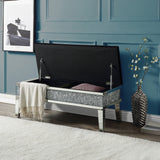 Noralie Black Faux Leather Glam Style Storage Bench - Ornate Home
