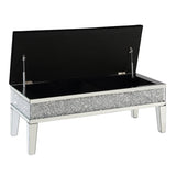 Noralie Black Faux Leather Glam Style Storage Bench - Ornate Home