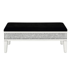 Noralie Black Faux Leather Glam Style Storage Bench - Ornate Home
