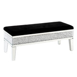 Noralie Black Faux Leather Glam Style Storage Bench - Ornate Home