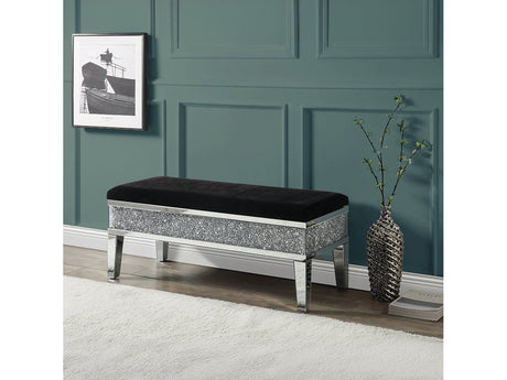 Noralie Black Faux Leather Glam Style Storage Bench - Ornate Home