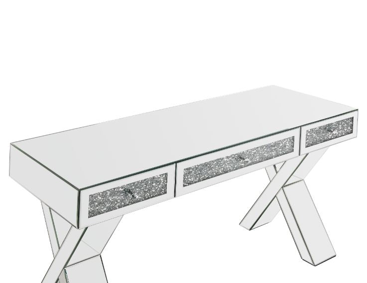 Noralie Clear Glass/Faux Diamonds Writing Desk - Ornate Home