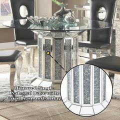 Noralie Dining Table Angular Cylindrical Base - Ornate Home