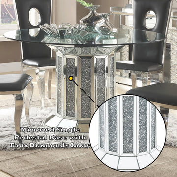 Noralie Dining Table Angular Cylindrical Base - Ornate Home