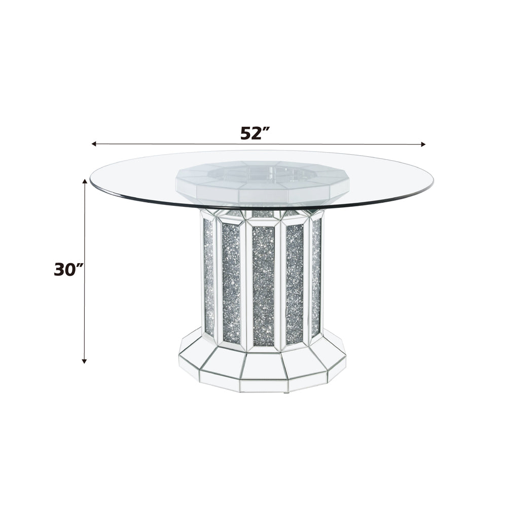 Noralie Dining Table Angular Cylindrical Base - Ornate Home