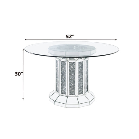 Noralie Dining Table Angular Cylindrical Base - Ornate Home