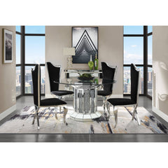 Noralie Dining Table Angular Cylindrical Base - Ornate Home